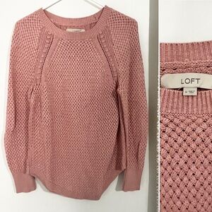 LOFT Textured Knit Sweater in Dusty Rose Pink – Women’s Medium - EUC